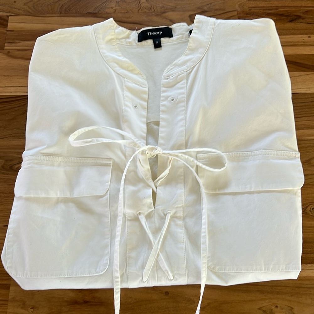 Theory cotton blouse with lace up detailing. Size S. Good condition